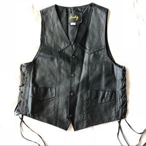 Vintage Lucky leather motorcycle vest size M